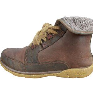 Chaco Leather Waterproof Fold Down Wool Collar Barbary Boots Lace Up Size 7